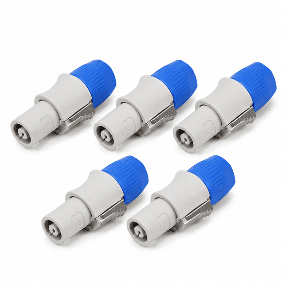 Bescoos 3 PIN AC Powercon Connector Male Plug 20A/250V for Stage Light LED Screen Blue Connector Compatible with NAC3FCA, NAC3FCB, NAC3MA-1, NAC3MPB-1 Connector（Blue_5 Pcs）