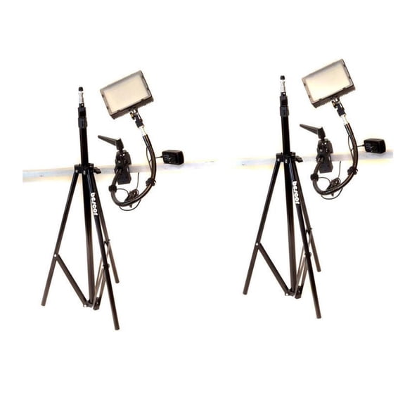 Bescor Grip-182K Gripper Gooseneck Bi-Color 2-Light Kit, Includes 2x FP-180 Dimmable LED Light, 2x Gooseneck Arm, 2x Gripper Clamp, 2x AC-180 Power Supply and 2x LS-180 Light Stand