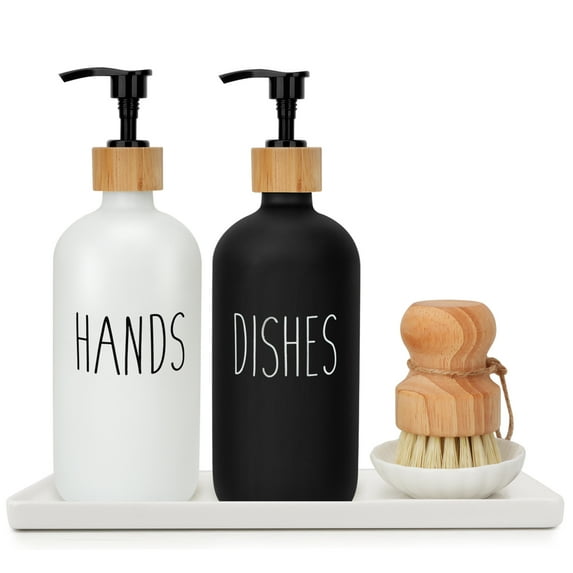 Bescott White/Black Soap & Lotion Dispenser Set 3 Count