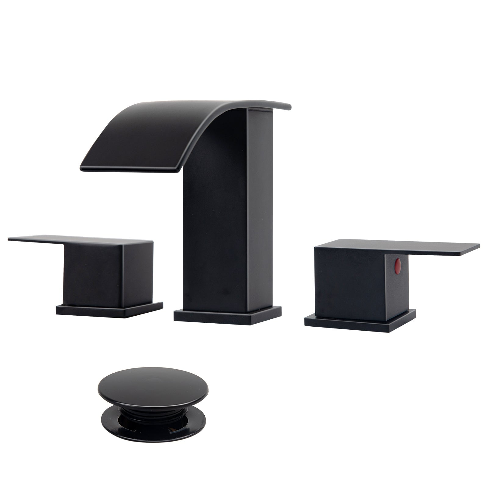 Besdor Matte Black Waterfall Bathroom Faucet 3 Hole, 8 Inch Widespread ...