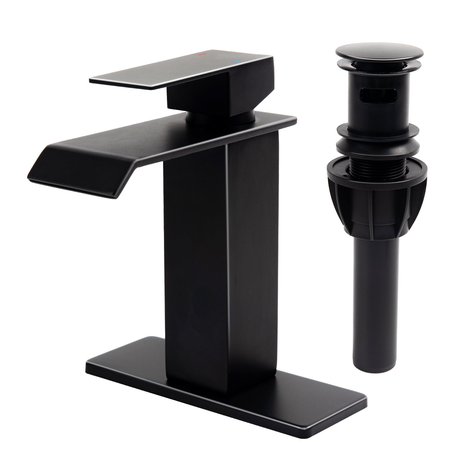 Besdor Waterfall Bathroom Faucet Matte Black Single Hole, Vanity Faucet ...