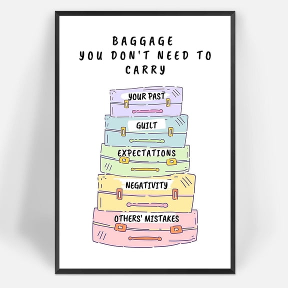 Beshdomp Baggage You Don'T Need To Carry Posters Positive Thoughts Motivational Self Affirmation Art Counsellor Therapy Mental Health Prints For Home Bedroom Dorm Office Wall Decor