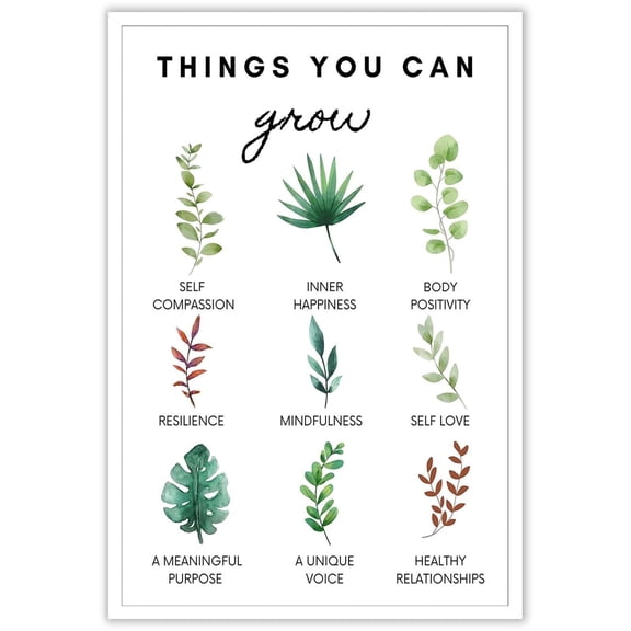 Beshdomp Things You Can Grow Posters Positive Thoughts Motivational Self Growth Affirmation Art Counsellor Therapy Mental Health Plant Prints For Home Bedroom Dorm Office Wall Decor