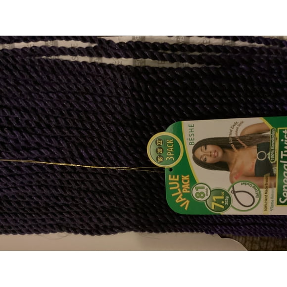Beshe (3Pack 81 stand braid ) 182022 inch Senegalese Twist Braid hair -Style: CST.BRD22M -Color #T1B/Purple
