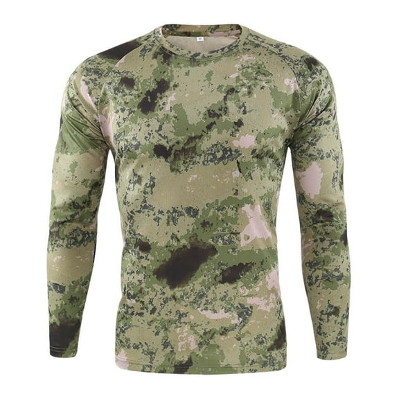 Beshee Long Sleeve Shirts for Men Tops Camouflage T Shirts Blouse Long Men's Outdoor Sleeves Quick Drying Men's Dress Shirts Mens Shirts Green M
