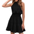 thumbnail image 1 of Beshee Spring Summer Dresses for Women Casual Sleeveless Pleated Speed Waist Sexy Mid Length Dress Womens Dresses Black S, 1 of 5