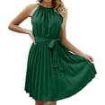 thumbnail image 1 of Beshee Spring Summer Dresses for Women, Women's Long Summer Sun Dresses 2024 Sleeveless Neck Flowy Pleated Mini Dress Womens Dresses Green S, 1 of 8