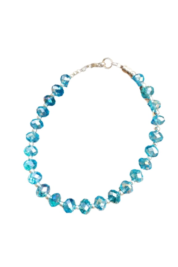 Aqua Crystal Boho Gala Style Adjustable Anklet