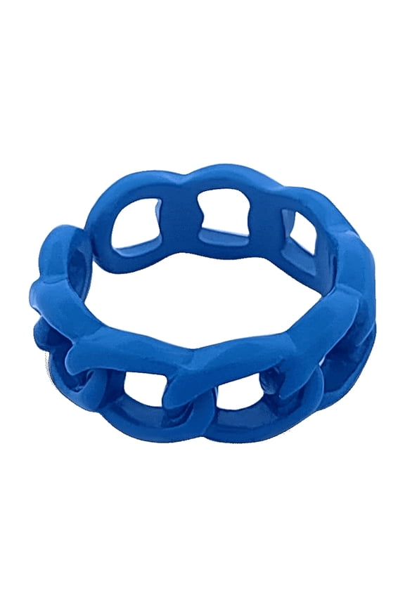 Blue Colorful Coated Curb Chain Ring Size 7