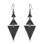 Besheek Bronzetone Triangle Aztec Boho Beach Style Chandelier Earrings