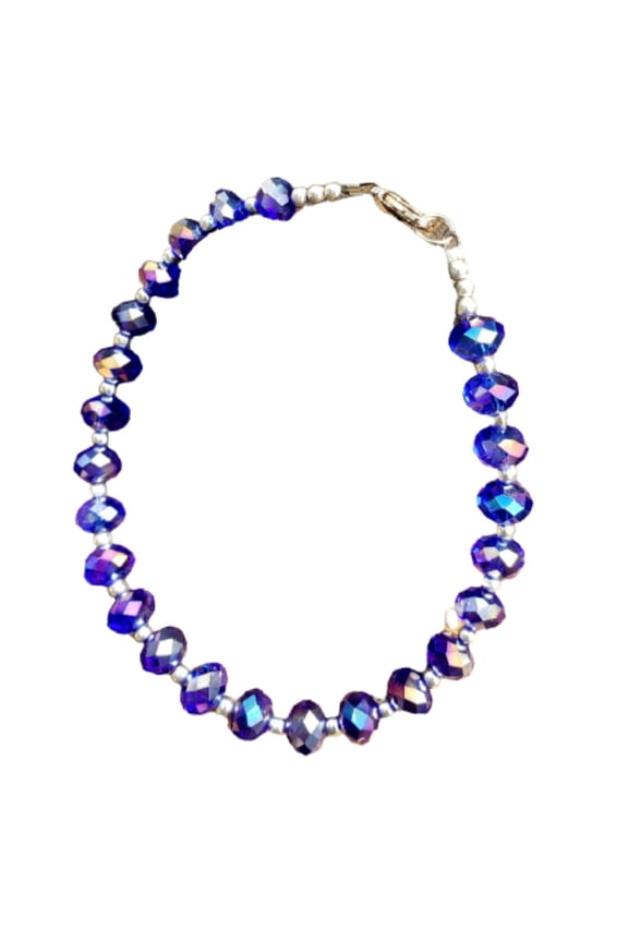 Cobalt Blue Crystal Boho Gala Style Adjustable Anklet