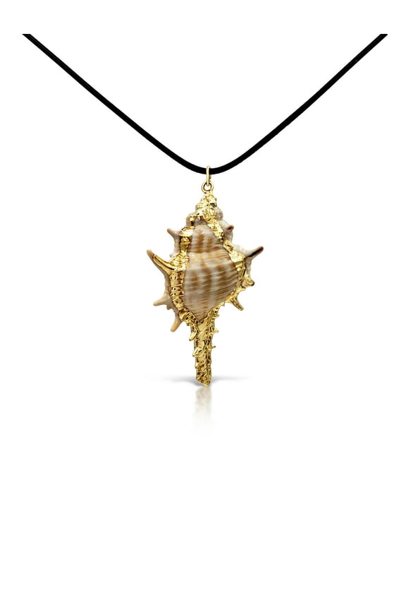 Golden Electroplated Conch Shell Pendant Necklace