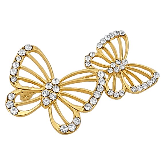 Besheek Goldtone and Rhinestone Double Butterfly Pin Brooch