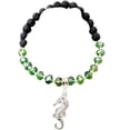 thumbnail image 1 of Besheek Green and Black Lava Bead Silvertone Sea Horse Stretch Anklet, 1 of 5