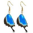 thumbnail image 1 of Besheek Handmade Blue & Black Butterfly Wing Resin Boho Style Dangle Earring, 1 of 5