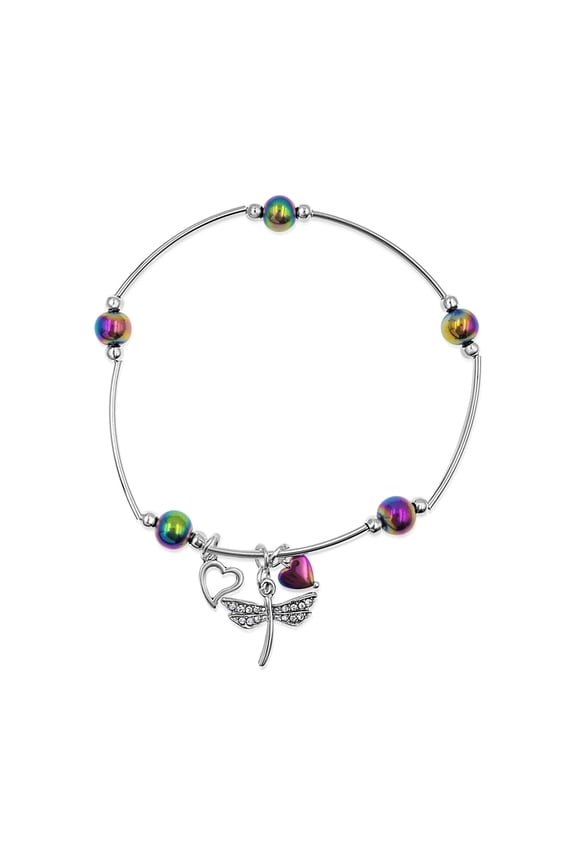 Handmade Dragonfly Rainbow Hematite Stone Adjustable Anklet