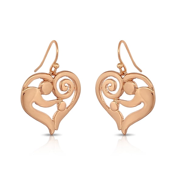 Besheek Handmade Goldtone Swirl Heart Boho Chic Style Dangle Earrings