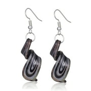 Besheek Handmade Murano Inspired Black and Gold Twist Glass Earrings
