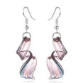 thumbnail image 1 of Besheek Handmade Murano - Inspired Glass Italian Style Inspired Gorgeous Artist Made Purple Twist Glass Earrings for Women, 1 of 8
