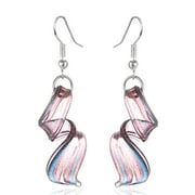 Besheek Handmade Murano Inspired Sterling Silver Purple Twist Glass Earring