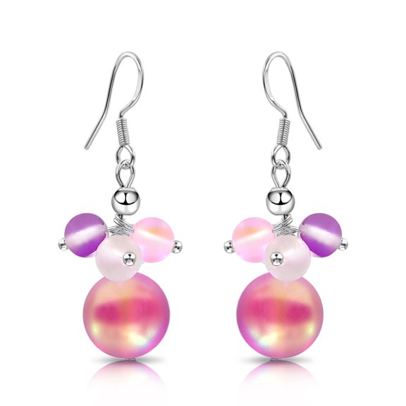 Besheek Handmade Rainbow Bubbles Mermaid Glass Boho Chic Dangle Earrings