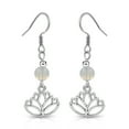 thumbnail image 1 of Besheek Handmade Sterling Silver, Moonstone and Lotus Dangle Earrings, 1 of 5