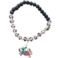 thumbnail image 1 of Besheek Hypoallergenic Purple & Black Lava Bead Mosaic Crab Stretch Anklet, 1 of 5