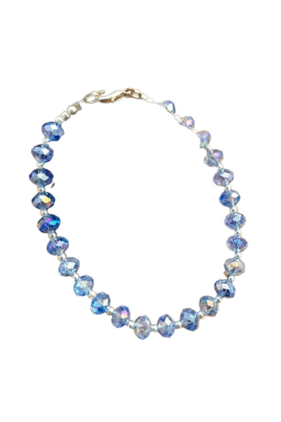 Light Sapphire Blue Crystal Boho Gala Style Adjustable Anklet