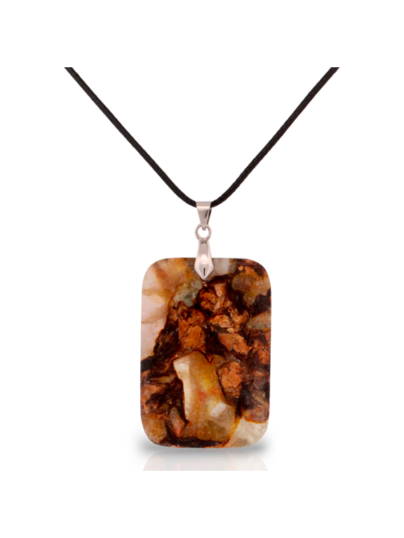 Light Sea Sediment Jasper and Bronzite Rectangle Necklace Pendant
