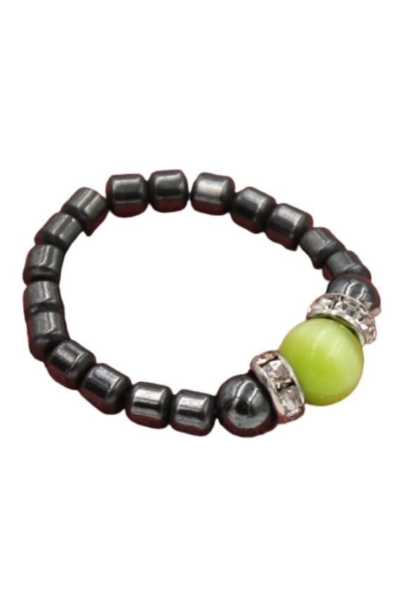 Magenetic Stretch Lime Green Tiger Eye Boho Beach Gala Style Toe Ring