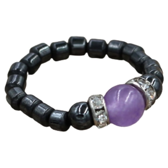 Besheek Magnetic Purple Agate Stretch Boho Beach Gala Style Toe Ring