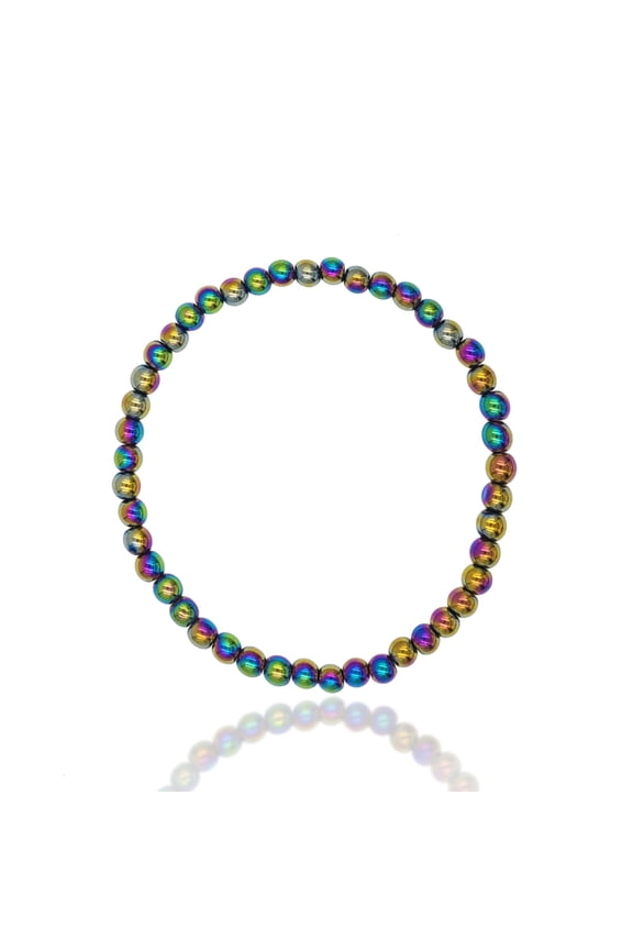 Magnetic Rainbow Vitrail Hematite Stretch Anklet
