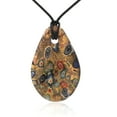 thumbnail image 1 of Besheek Murano Inspired Black Oval Murrina Glass Necklace Pendant, 1 of 5