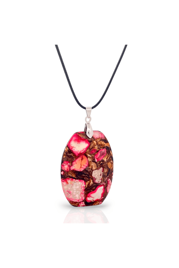 Pink Sea Sediment Jasper and Bronzite Boho Style Necklace Pendant