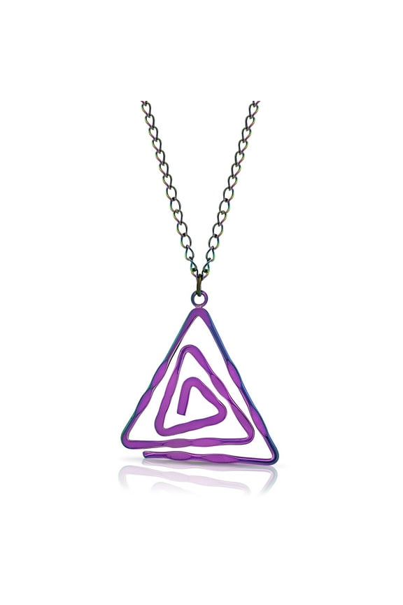 Rainbow Electroplate Stainless Steel Spiral Triangle Pendant Necklace