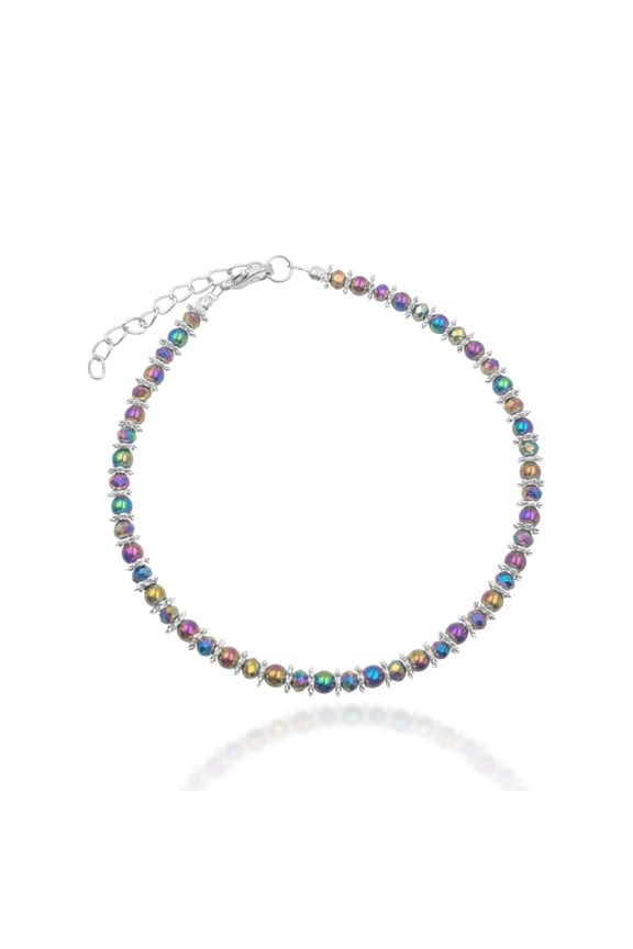 Rainbow Hematite with Rainbow Crystal Adjustable Anklet