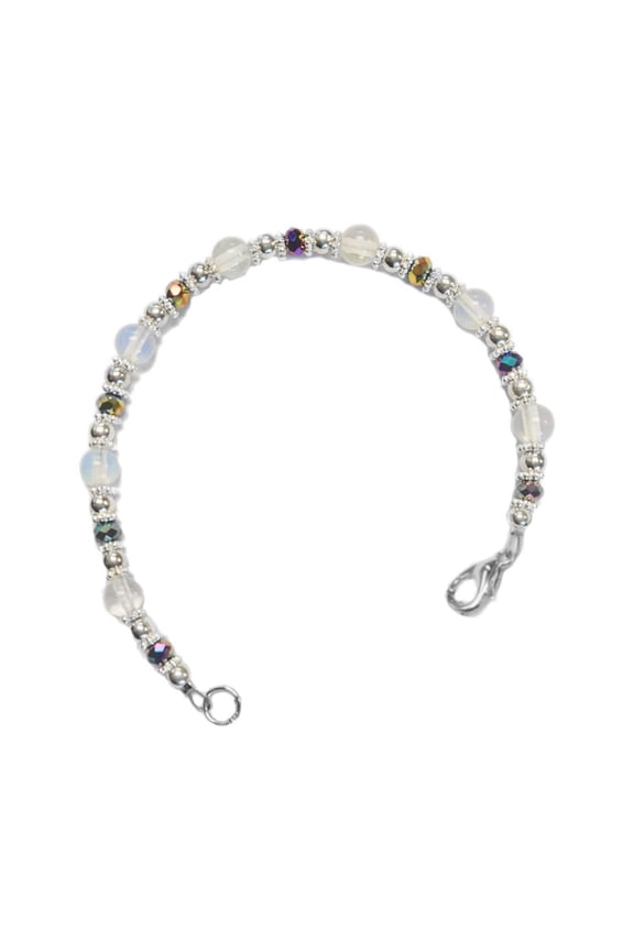 Rainbow Vitrail Bali Style Moonstone and Crystal Beaded Braclet