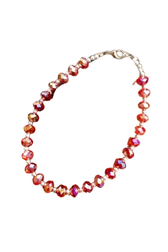 Red Crystal Boho Gala Style Adjustable Anklet