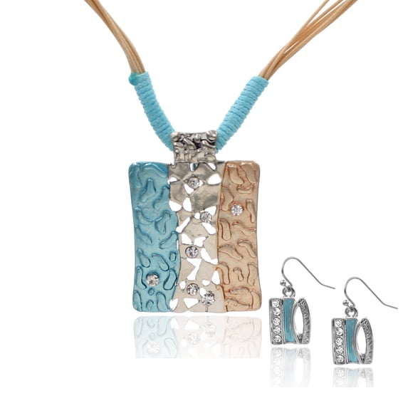 Besheek Silvertone "Calm and Collected" Earring and Necklace Set