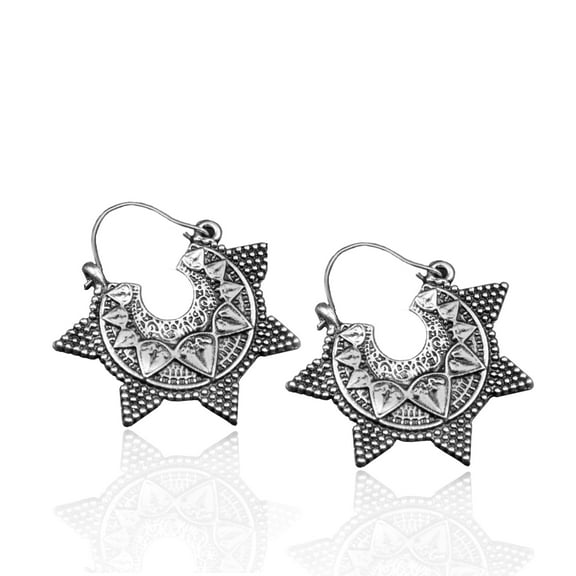 Besheek Silvertone Filigree Star Latch Boho Fashion Earrings