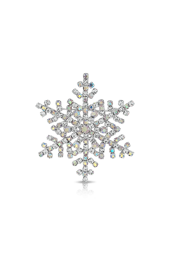 Silvertone Rhinestone Studded Snowflake Professional Artisan Pin Brooch