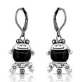 thumbnail image 1 of Besheek Silvertone and Black Hematite Stone Tree Frog Leverback Dangle Earrings, 1 of 7
