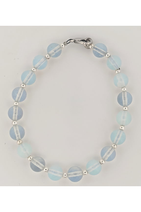 Silvertone and Moonstone Beaded Bracelet