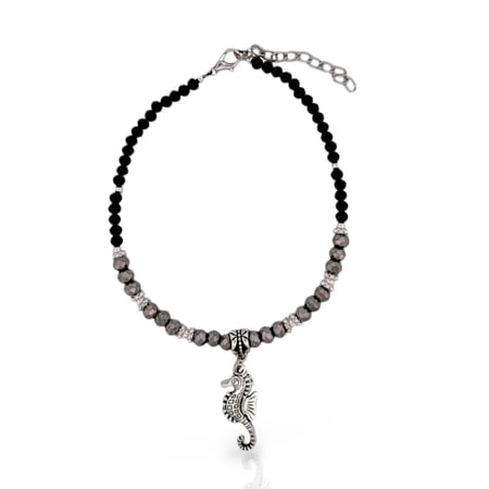 Besheek Sparkling Seahorse Adjustable Anklet | Handmade Hypoallergenic Jewelry