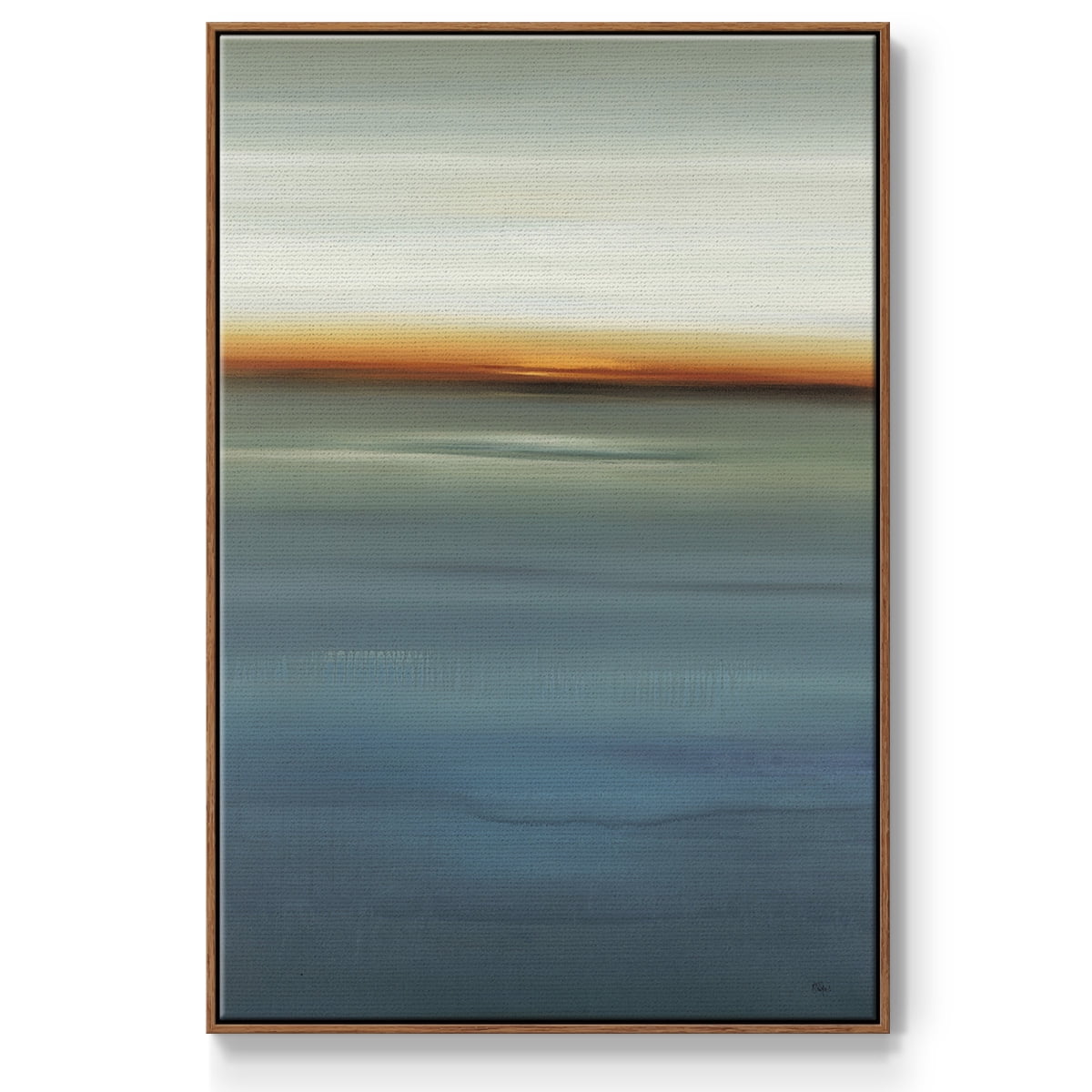 Beside the Blue I Framed Premium Gallery Wrapped Canvas - Ready to Hang - 17 x 25 - Walnut Floating Frame