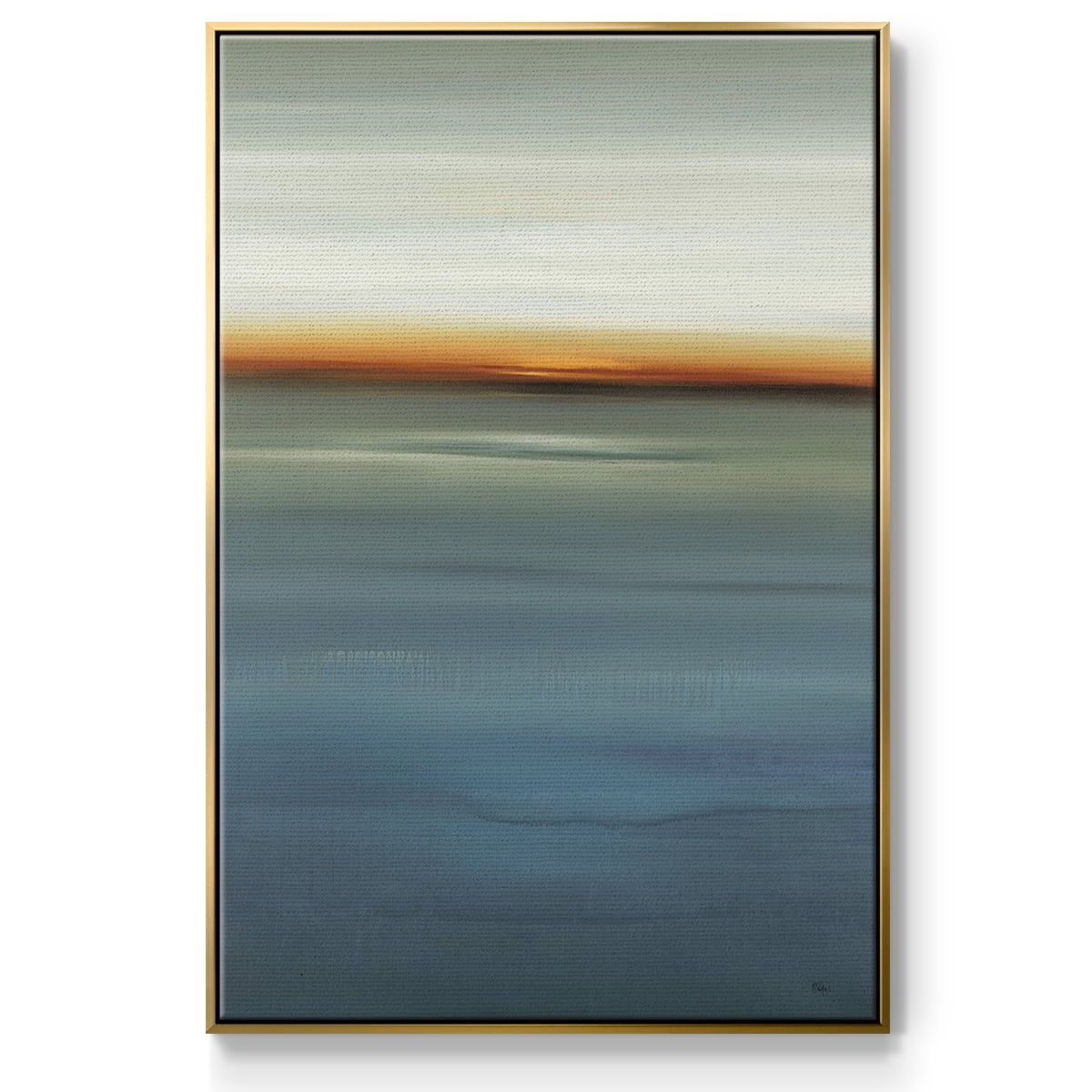 Beside the Blue I Framed Premium Gallery Wrapped Canvas - Ready to Hang - 25 x 37 - Gold Floating Frame