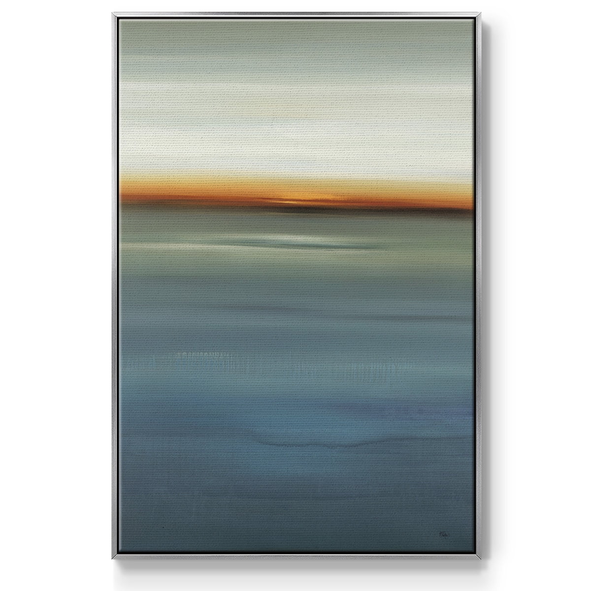 Beside the Blue I Framed Premium Gallery Wrapped Canvas - Ready to Hang - 27 x 41 - Silver Floating Frame