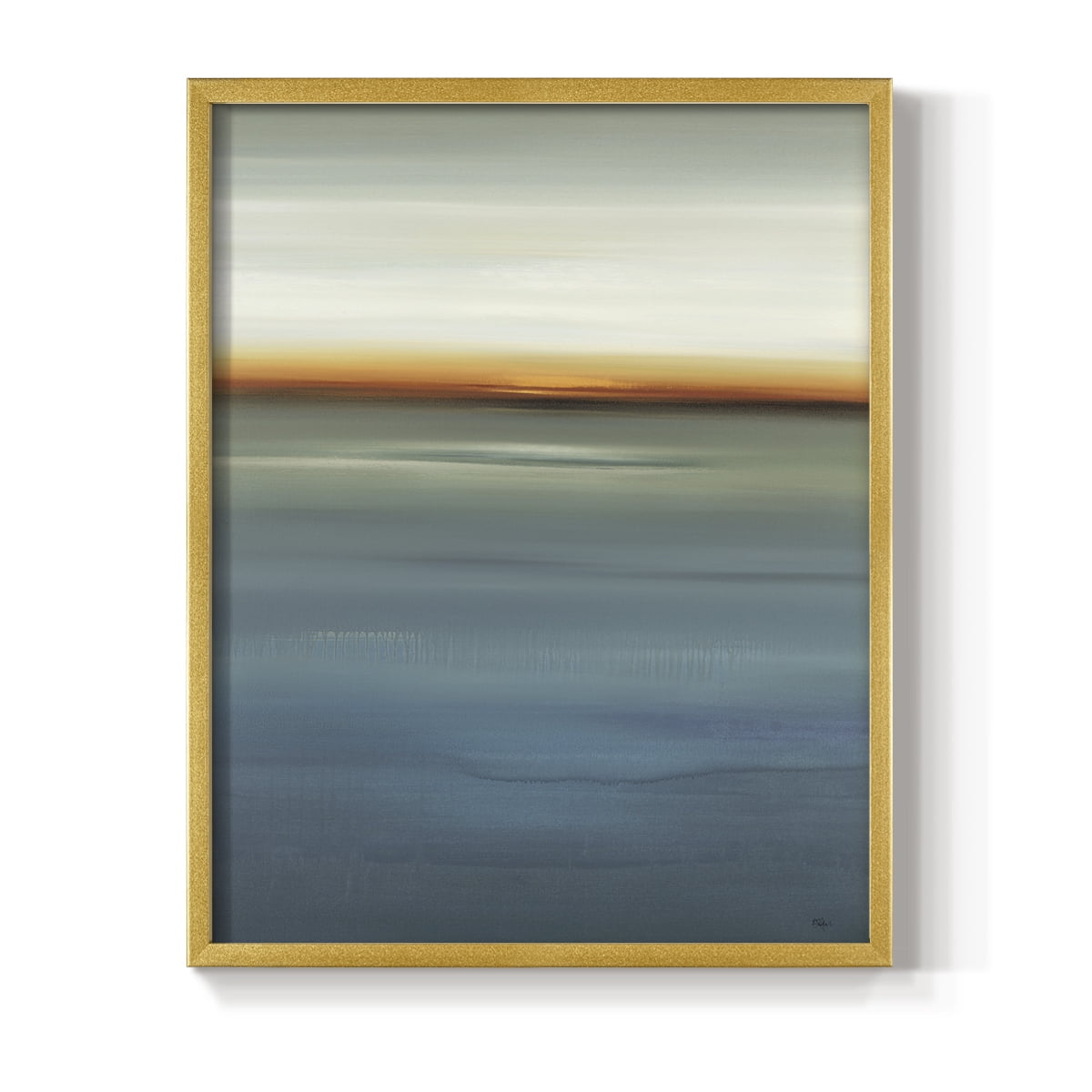 Beside the Blue I Framed Print in Gold Solid Wood Framed Print No Nail Hanging