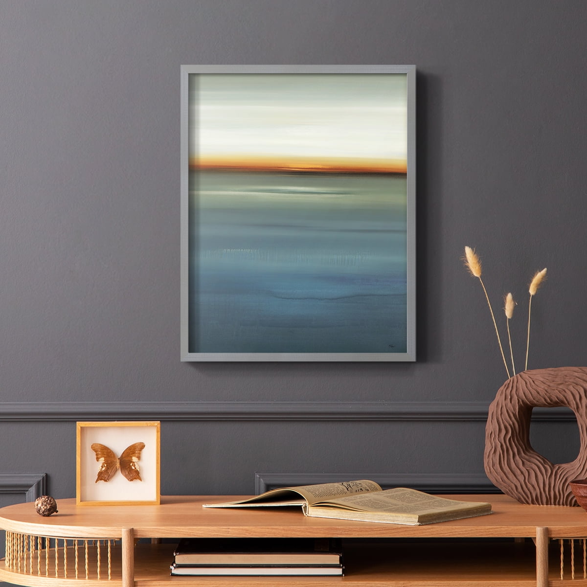 Beside the Blue I Framed Print in Gray Solid Wood Framed Print No Nail Hanging