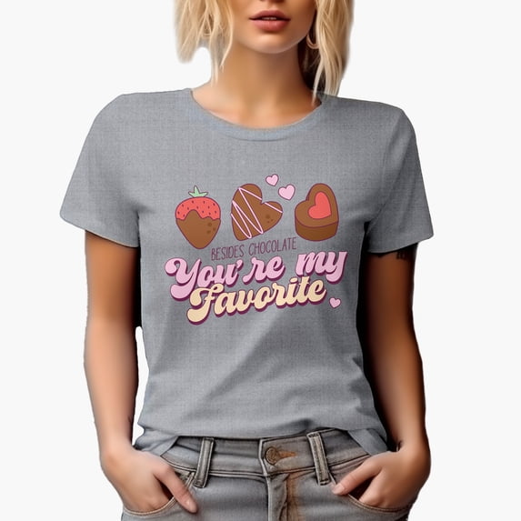 Besides Chocolate, You're My Favorite, Retro Valentine's Day Art Merch Gift, Heather Grey T-Shirt, Small
